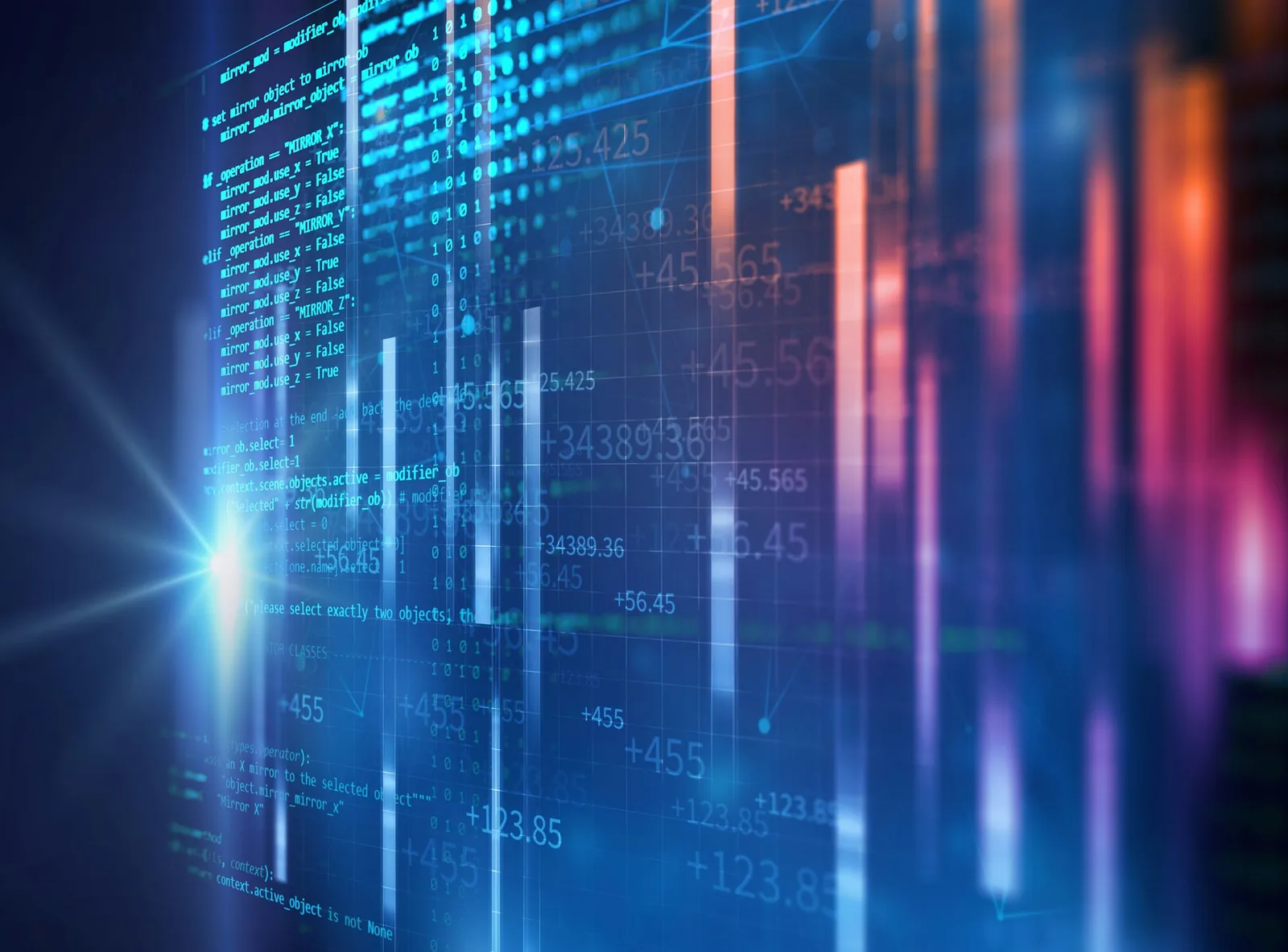 An abstract blue data grid