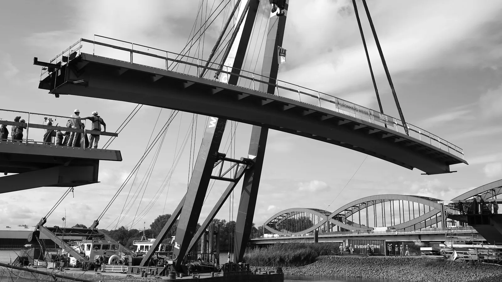 A bridge span under construction