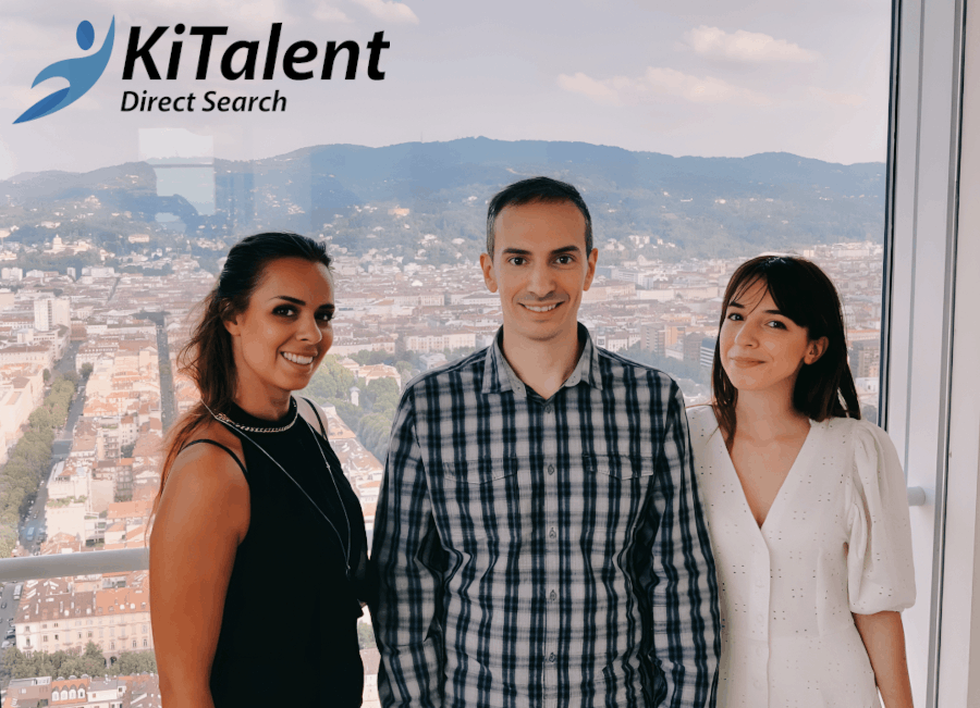 KiTalent leadership team - Alessio Montaruli, Anna Renna, and Chiara Giacoletti - in a corporate event. - Professional Executive Services - Professional Executive Services